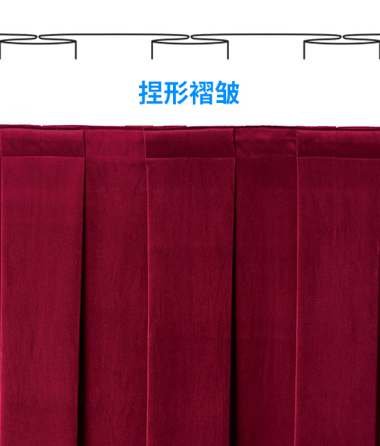 箱形\平行\(zhòng)刀形\捏形\按扣軌道等舞臺(tái)阻燃幕布褶皺類(lèi)型概述介紹（附圖）